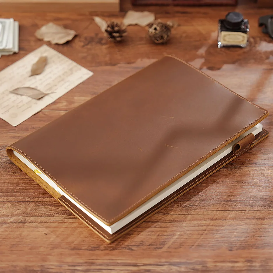 Fromthenon Top-grain Cowhide Business Fixed-page Notebook Genuine Leather Book Cover B5 Large Protective Cover Notebook