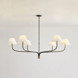 Simple Rural Indoor Pendant Lights with Fabric Lampshades Have Good Transparency Suitable for Study Rooms and Living Rooms LED