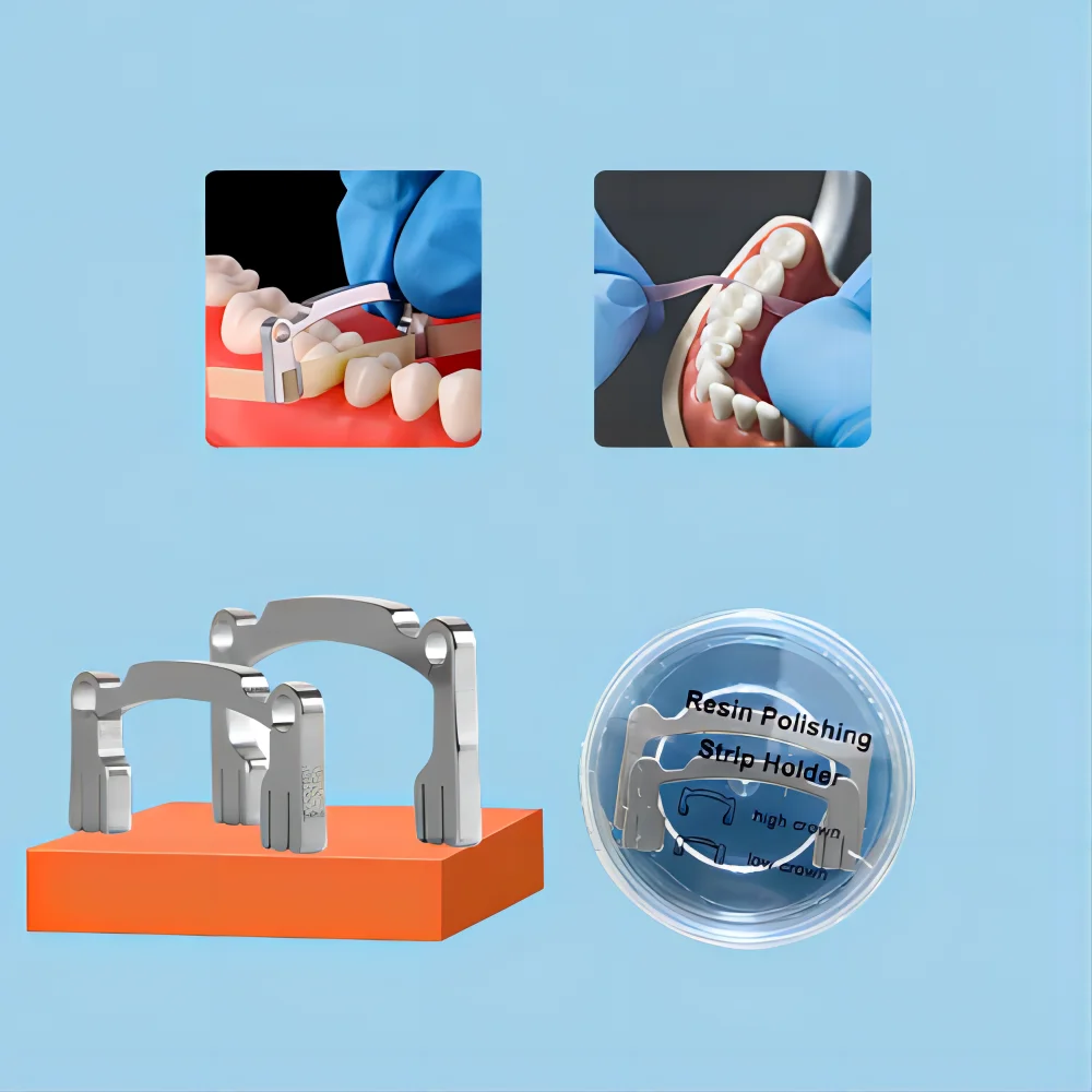 

2PCS Dental Polishing Strip Holder Metal Set Hand Finishing Spoon Dentist Tool for Resin Shredding Polishing Design Dentistry