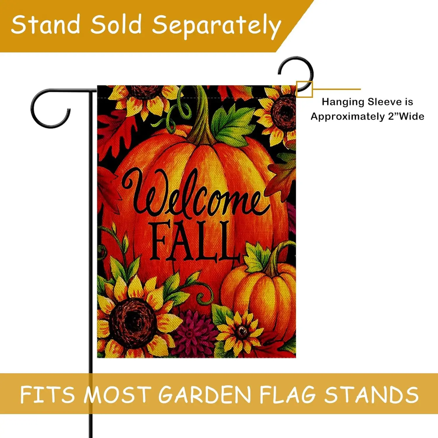 Selmad Home Decorative Happy Fall Yall Garden Flag Welcome Quote Double Sided, Autumn Sunflowers House Yard Flag, Rustic Harvest