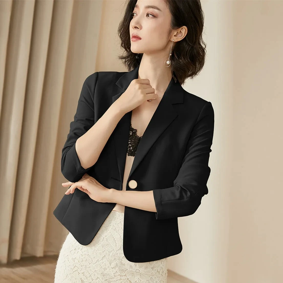 Blazer slim pour femme, veste courte imbibée, manteau de bureau pour femme, avocat professionnel, petit style, mode printemps automne, nouveau, 2024