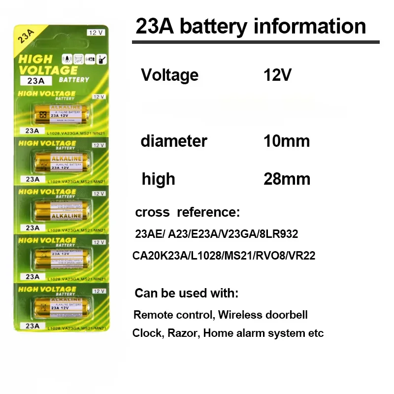 5-50Pcs 12V A23 23A Alkaline Battery 23GA A23S E23A EL12 MN21 V23GA GP23A LRV08 For Doorbell Remote Control Electric Toy