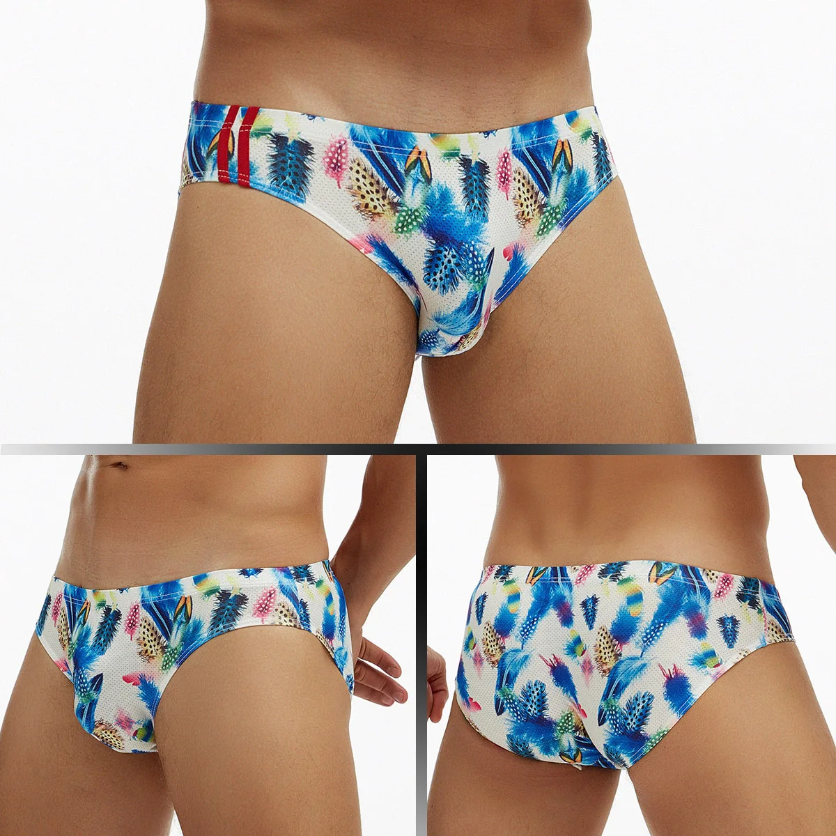 Low Rise Mens Underwear Cartoon Print U Pouch Mesh Breathable Trunks