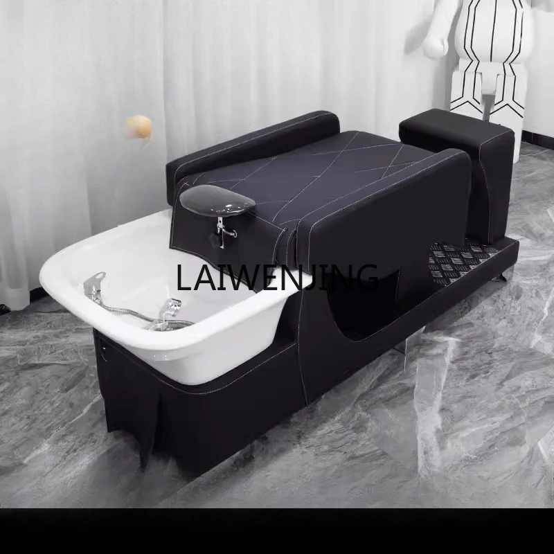 MJY hair salon shampoo flush bed full lie ceramic basin half lie