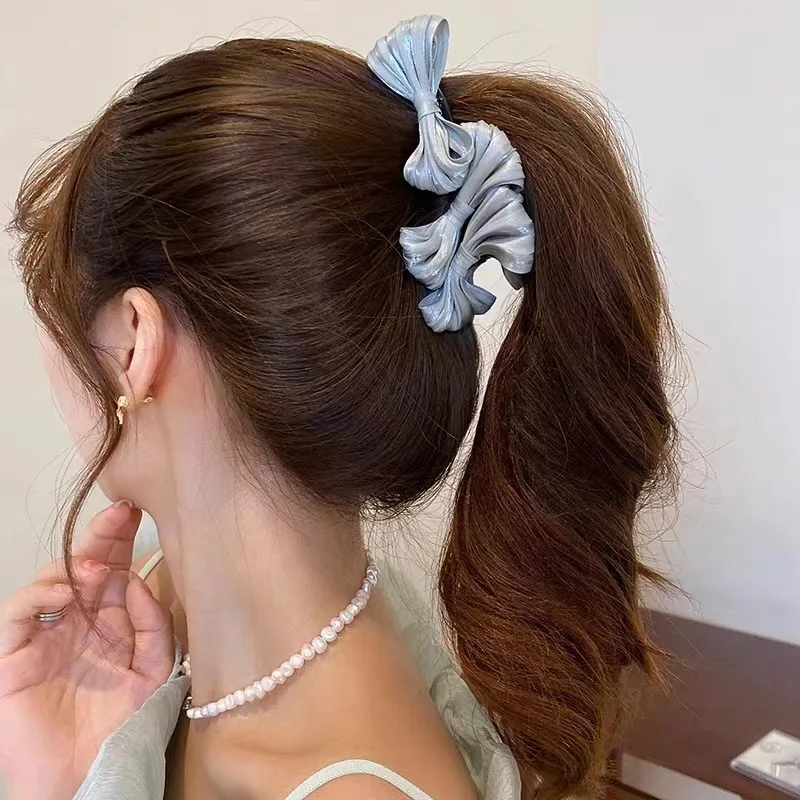 Temperament Bow Hair Clips Women\'s Back of The Head Hairpin Simple Banana Clip Tie Ponytail Hairpin Hair Claw Headwear Headband