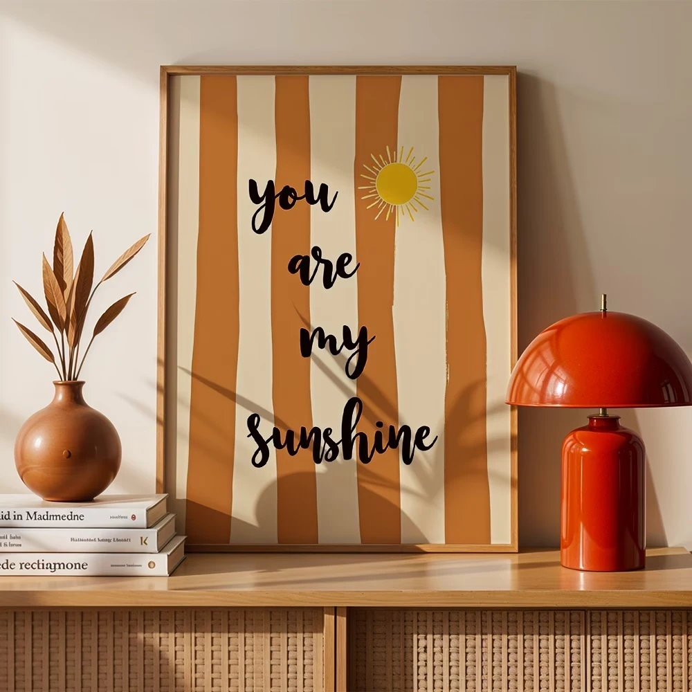 Moderner, Retro-Boho-Wandkunstdruck mit dem Zitat „You Are My Sunshine“, Leinwandgemälde, Poster, Bild für Wohnzimmer, Schlafzimmer, Heimdekoration