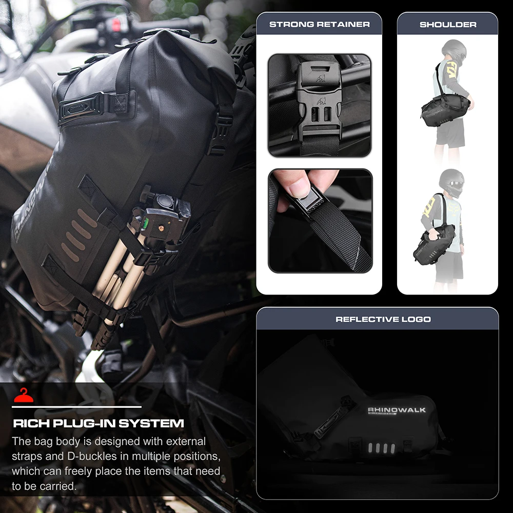 Rhinowalk 28L Waterproof Motorcycle Bag 2 Pcs Universal Fit Motorcycle Pannier Bag Saddle Bags Side Storage Fork Travel Luggage