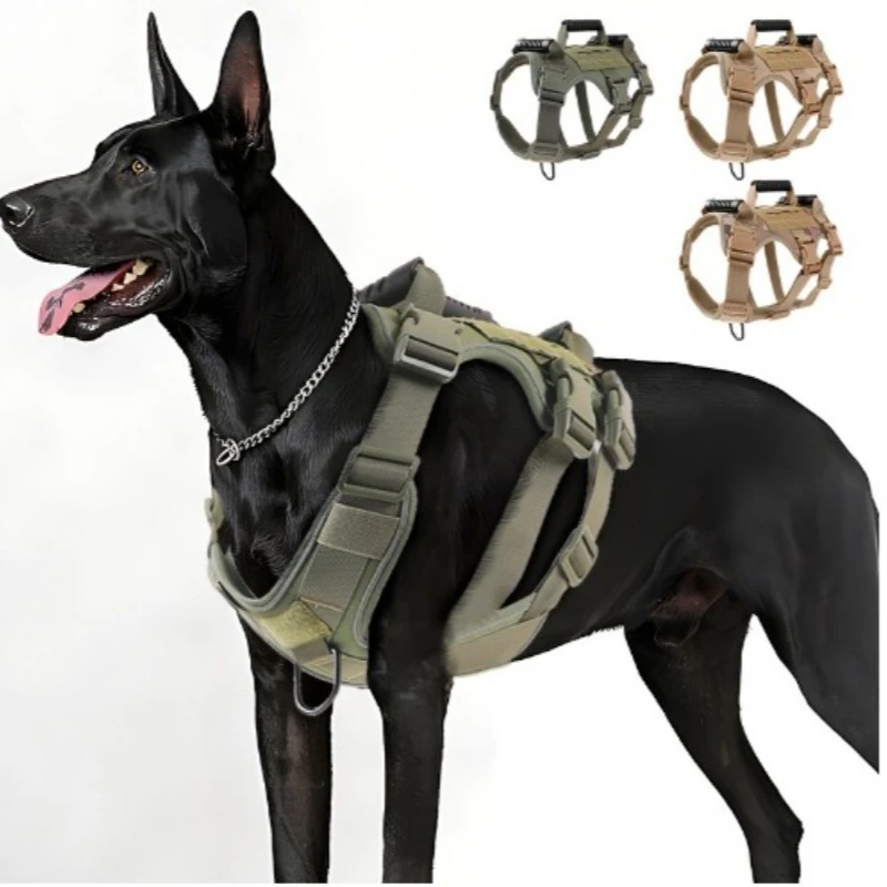 Ausbruchsicheres, reflektierendes taktisches Hundegeschirr für mittlere bis große Hunderassen, Nachtsicherheitsdesign mit verstellbaren Funktionen und Hundeleine