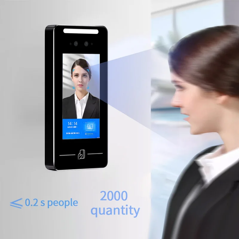 Sistema de software de comparecimento do tempo do cartão perfurado do funcionário com máquina biométrica do controle de acesso do reconhecimento de cara de SDK 5 Polegada