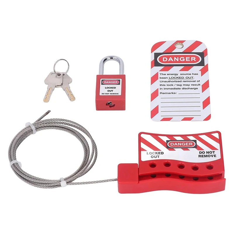 Lockout Tagout Cable Lock Resistant-Temperature, Handled Door Valve Switch Locks Electrical Plug Lockout Device