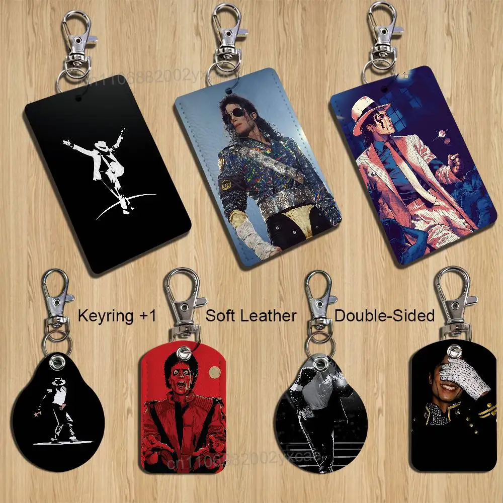 MJ Dance King Michael Jackson Desenho Animado Cantor Anime Chaveiro de Cartão Pingente de Moda Estojo para Cartão de Identidade de Bolsa Cartão de Porta Cartão de Ônibus Fofo Adulto