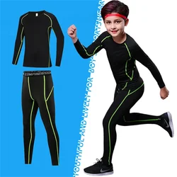 Kids Fitness Tracksuits Youth Warm Pants Tops Underwear Tight Sports Clothes for Boys Compression Running Basketball Sportswear