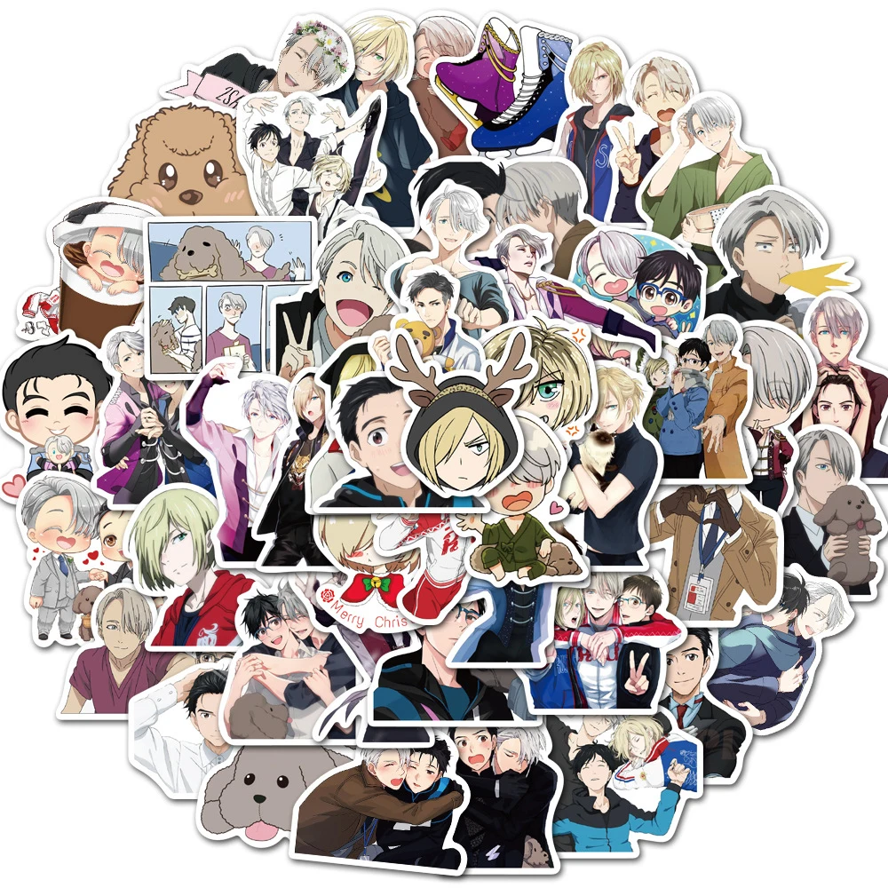 

10/30/50/100pcs Yuri On Ice Anime Stickers Katsuki Yuri Victor Nikiforov Cartoon Decals Laptop Phone Skateboard Graffiti Decals