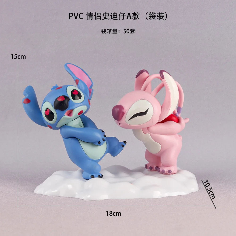 Disney Stitch Angel Anime Cartoon Lilo & Stitch Cute Action Figures Decoration Collectible Decoration GK Model Toys Kids Gift