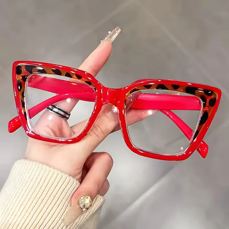 

2025 New Cat Eye Anti Blue Light Glasses Women Stylish Eyeglass Fashion Leopard Pink Glasses Frame Classic Vintage Eyeglasses
