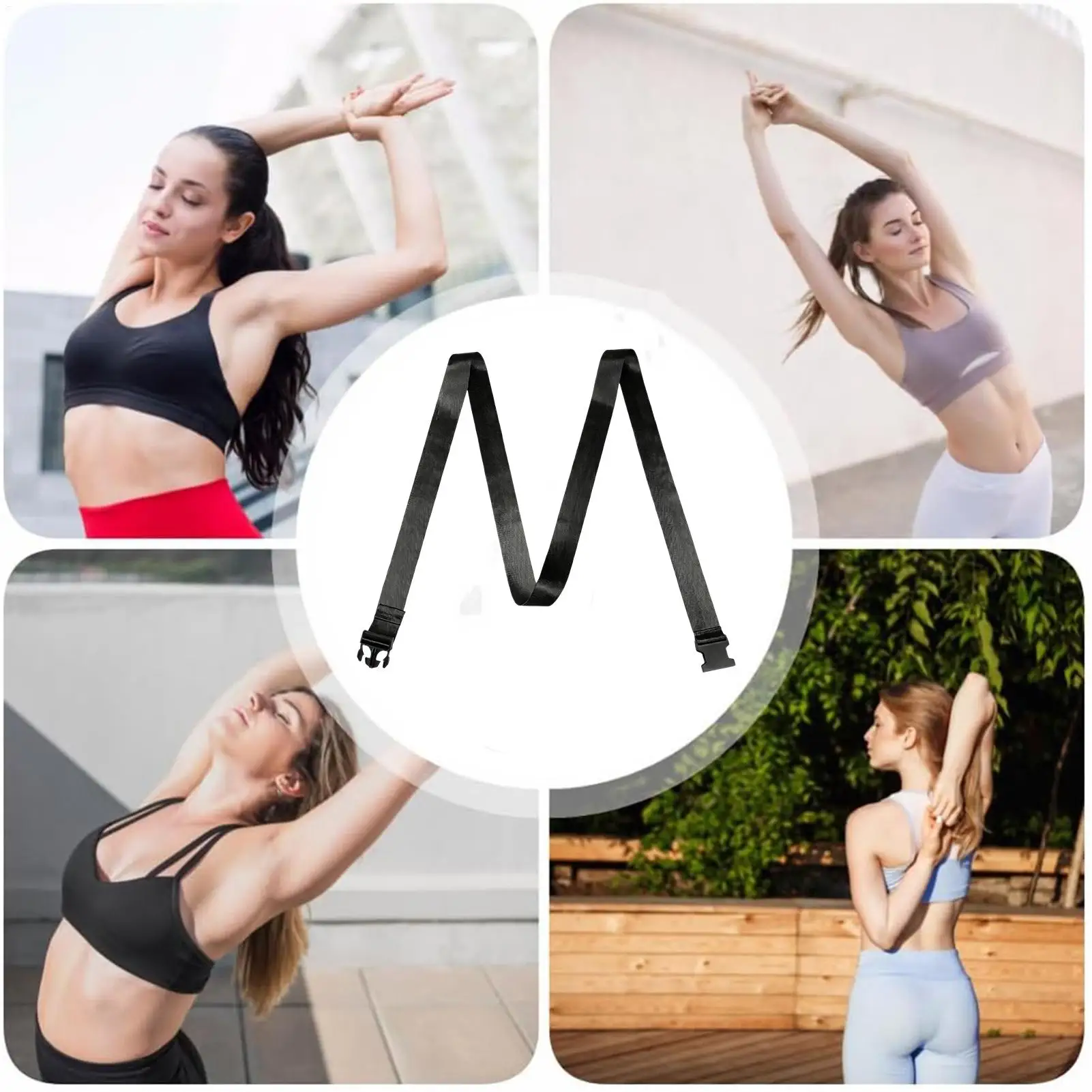 

Stretching Strap 2 Pieces Adjustable Workout Equipment Fitness Bands With Buckle For Home Gym Travel Outdoor Training Strength