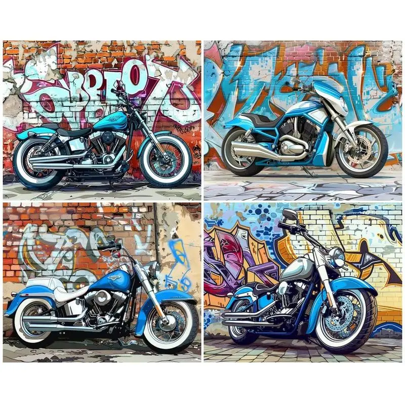 SDOYUNO Painting By Number Motorcycle Graffiti Landscape Kits Coloring By Number Handpainted Drawing On Canvas Home Wall Decor