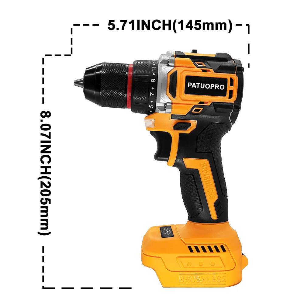 10mm Brushless Electric Drill Varlable Speed Cordless Drill Screwdriver 23 Torque Settings Power Tools For Makita 18V Battery