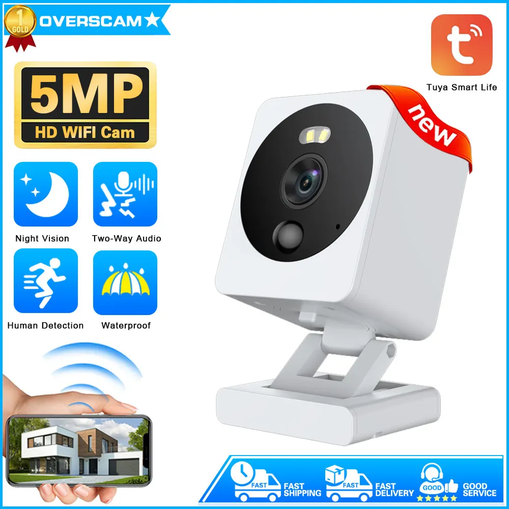 

Tuya Smart Mini WiFi IP Camera Indoor Wireless Home Security AI Human Detect CCTV Surveillance Block Camera 5MP waterproof