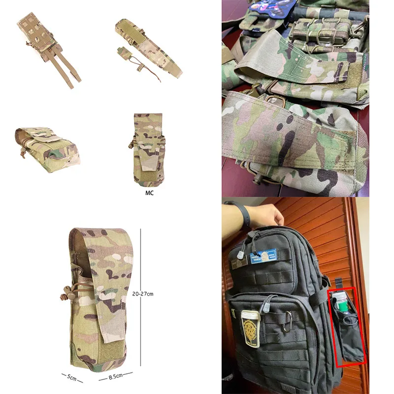 

Уличная тактическая сумка для бутылки с водой MOLLE для сумки 5,8/5,45/7,62 MAG, сумка для внутренней связи со шнуром и сливным отверстием, съемная