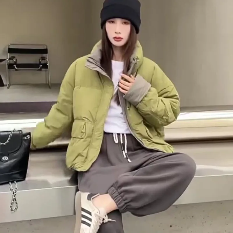 Abrigo de mujer, abrigo, nueva moda 20225, chaqueta de plumón holgada y cálida para mujer, chaqueta de plumón de pato blanco grueso, chaqueta corta de invierno para mujer H410