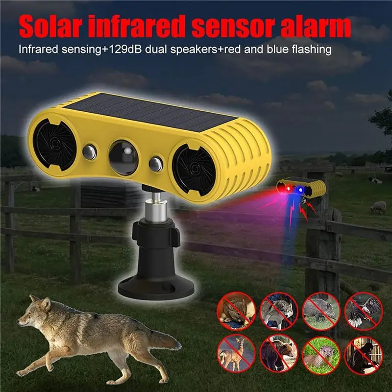 B62B-3X Solar Motion Sensor Alarm, Outdoor Warning Light,13 Sounds Security Alert System Animal Repeller For Farm Yard Barn