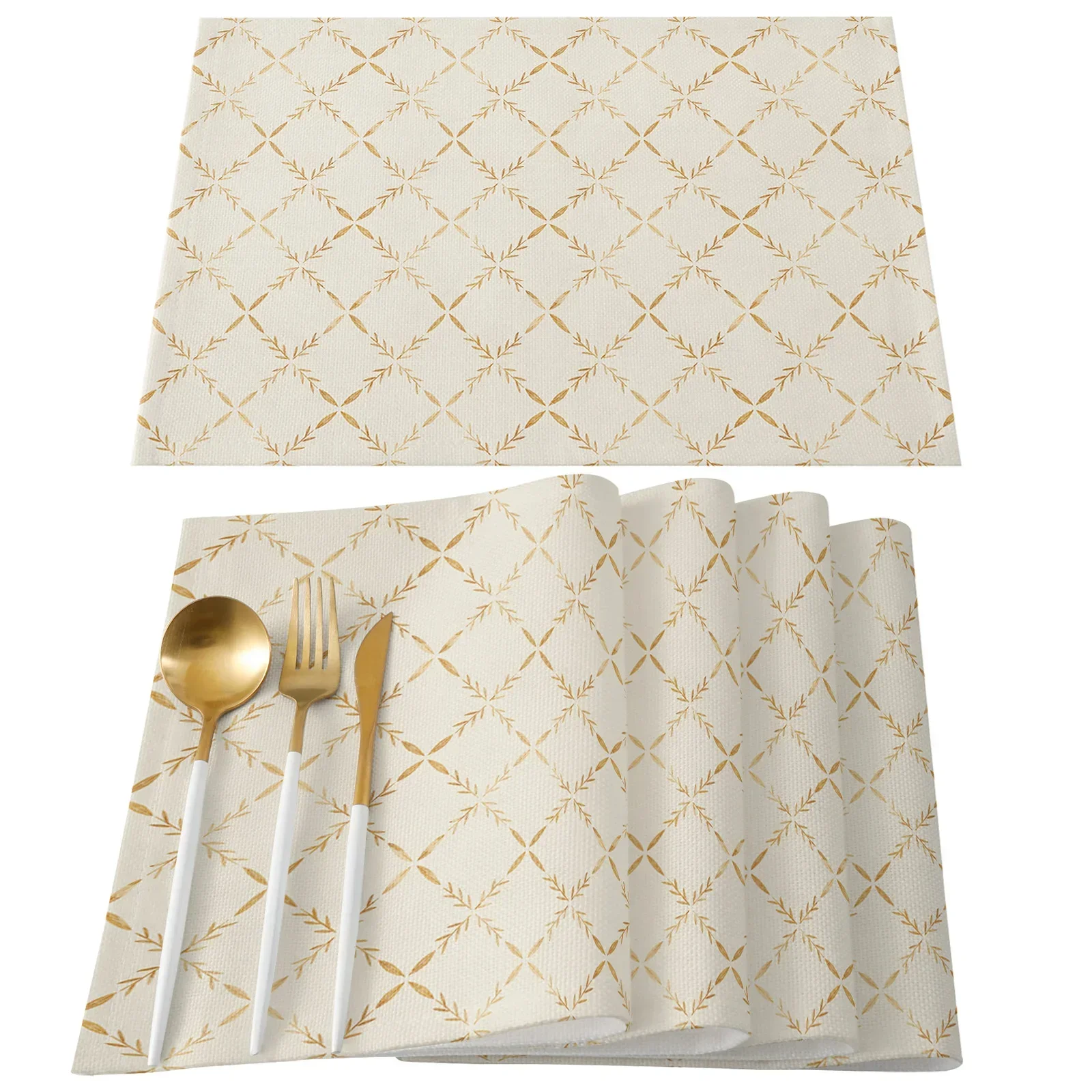 Modern Geometric Texture Kitchen Dining Table Decor Accessories Placemat Heat Resistant Linen Tableware Pads Mats