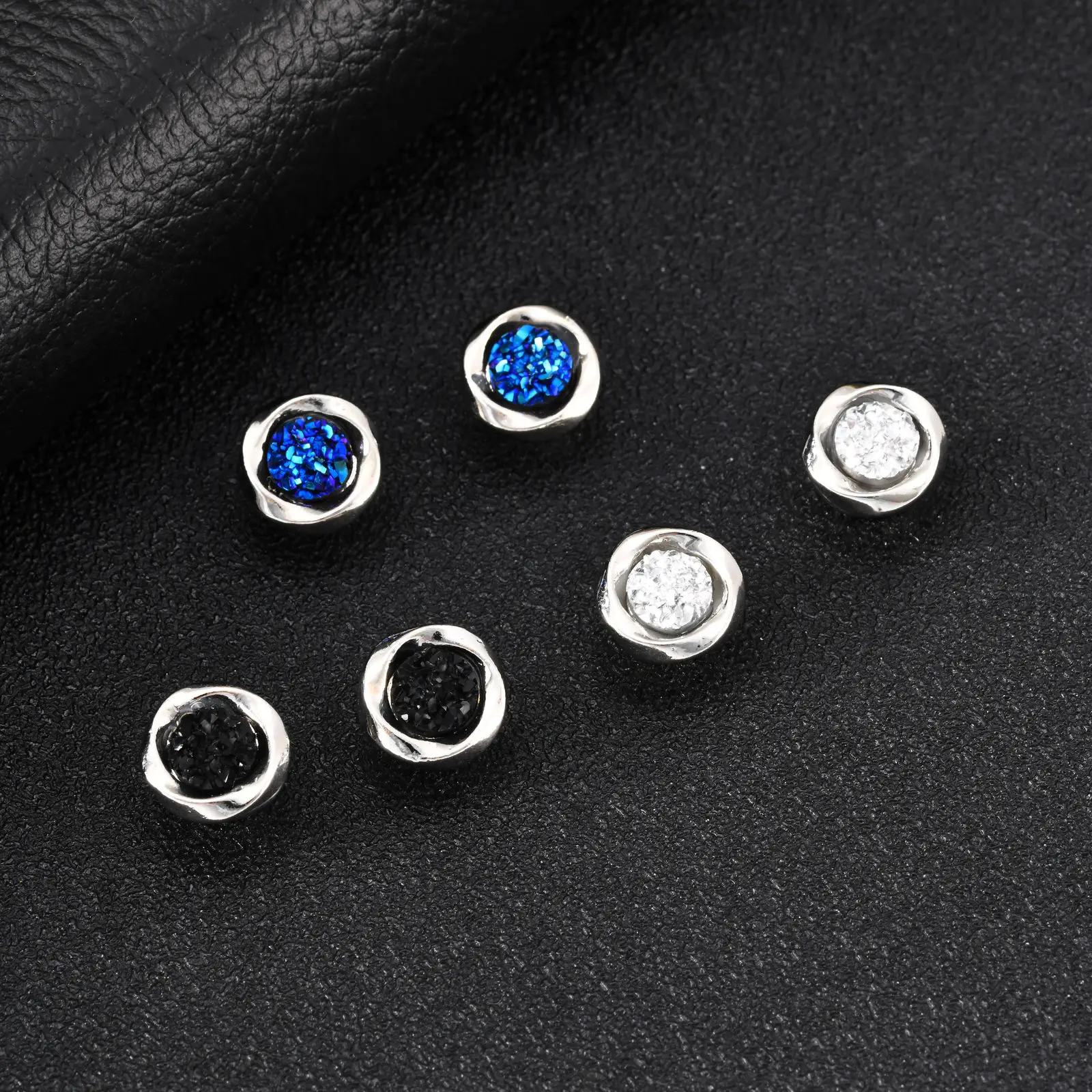 Vnox Magnetic Clip Earrings No Piercing, Black Blue White Zircon Mobius Circle Earrings for Women Men, Birthday Jewelry Gift view 5