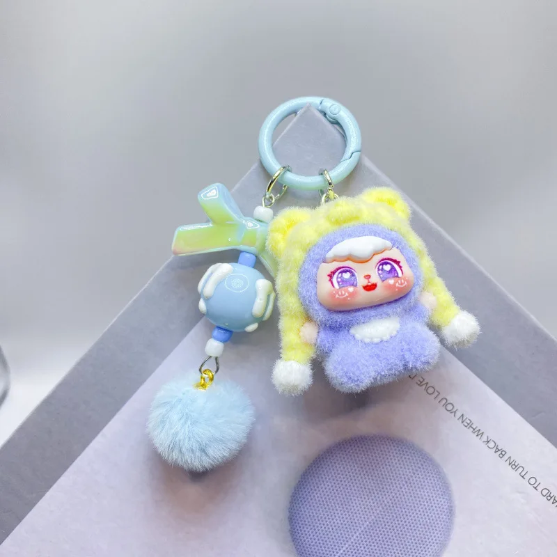 Gatto seduto ragazza giocattolo alla moda simpatico portachiavi con perline per studente zainetto gancio accessorio borsa pendente decorazione piccolo regalo