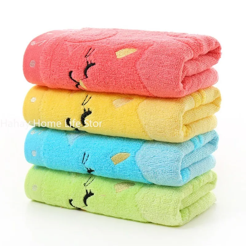 1PC Soft Children Baby Towel Washcloth Feeding Cartoon Cat Cotton Bath Towel for Newborn Infant Handkerchief Shower Face Cloth