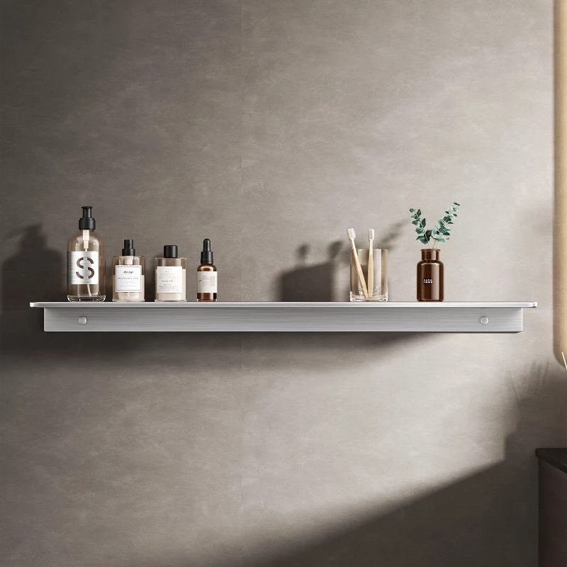 

Solid 304 Stainless Steel Bathroom Shelf Luxury Drill Free Wall Mounted Vanity Organizer Floating Rack Storage for Home