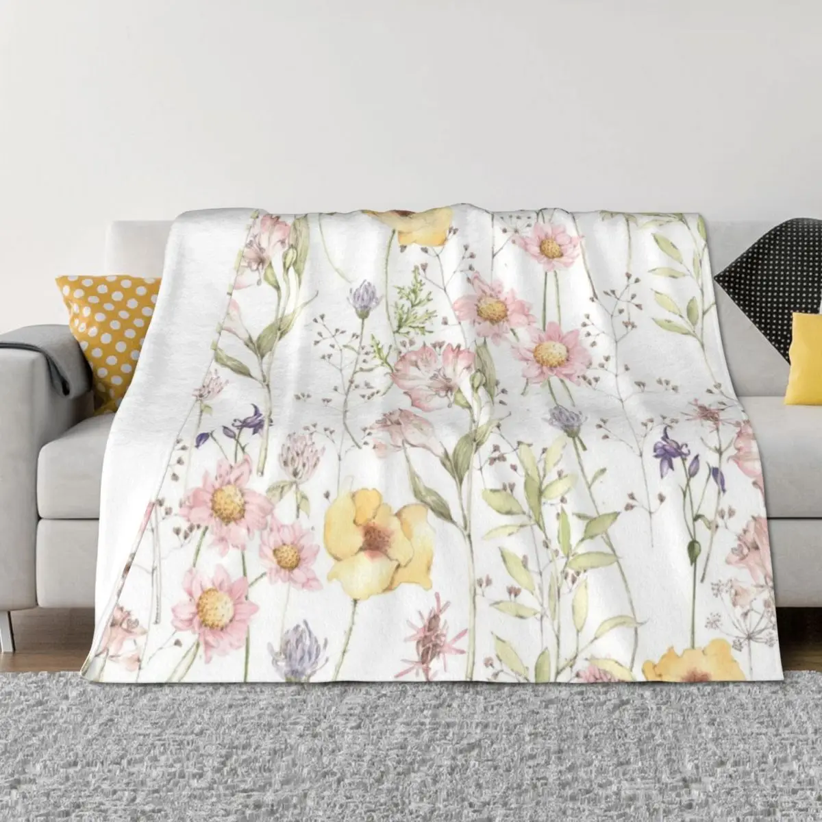 

Pretty Wildflowers Throw Blanket Decorative Beds Comforter Bed covers Hair Blankets