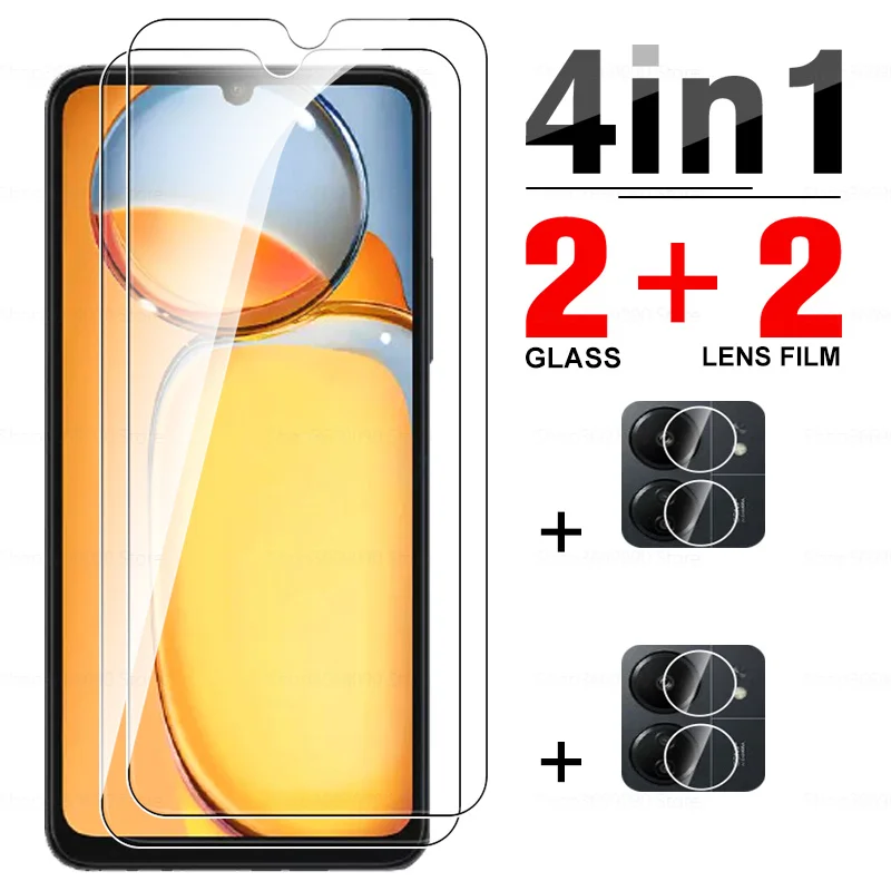 4in1 Tempered Glass For Xiaomi Redmi 13C Screen Protectors Xaomi Redmi 13C Redmy 13 C C13 Redmi13C Camera Lens Films 6.74 inches