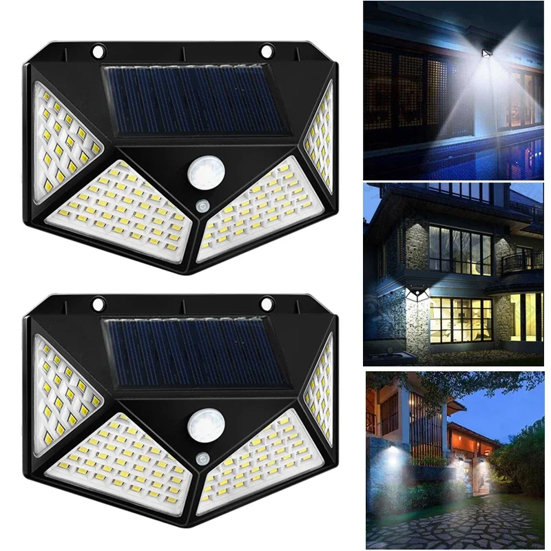 1/2/4 PIÈCES Nouvelles Lampes Solaires Applique Extérieure PIR Capteur De Mouvement 100LED Solaire Alimenté Lumière Du Soleil Réverbère pour Jardin Cour