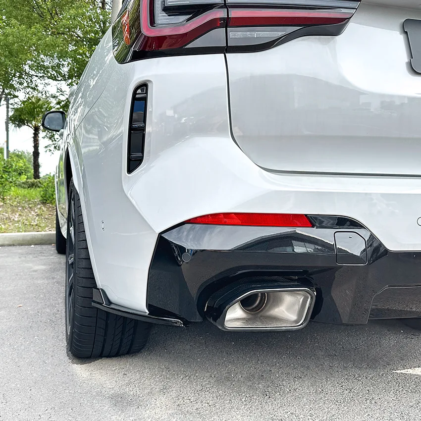 Gloss Black Rear Bumper Side Splitters Canards Apron Diffuser Corner Guard For BMW X3 G01 iX3 G08 LCI M Sport 2018-2023