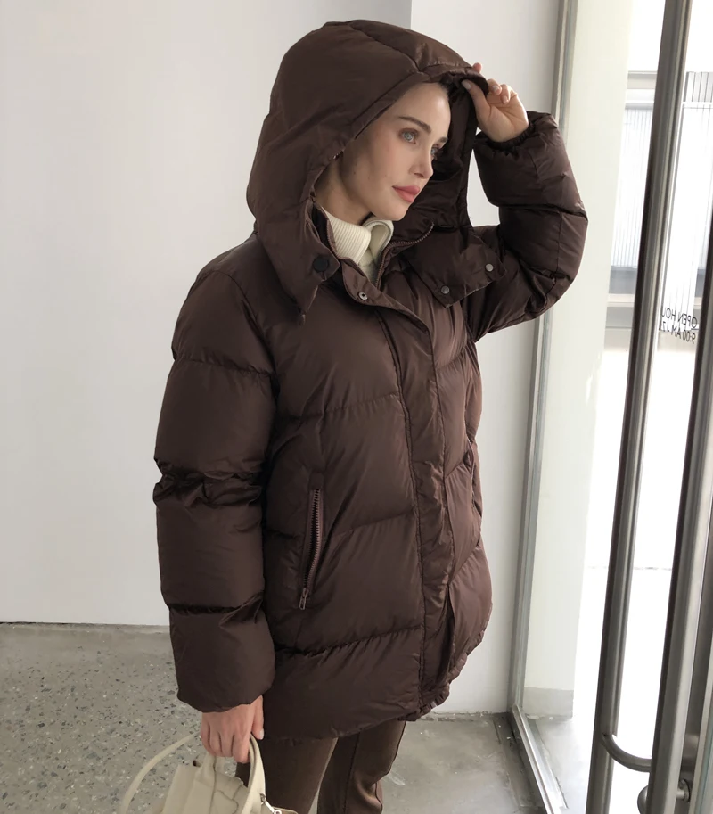 2024 Women Fashion Winter Thick Warm Parka Brown Black Jacket