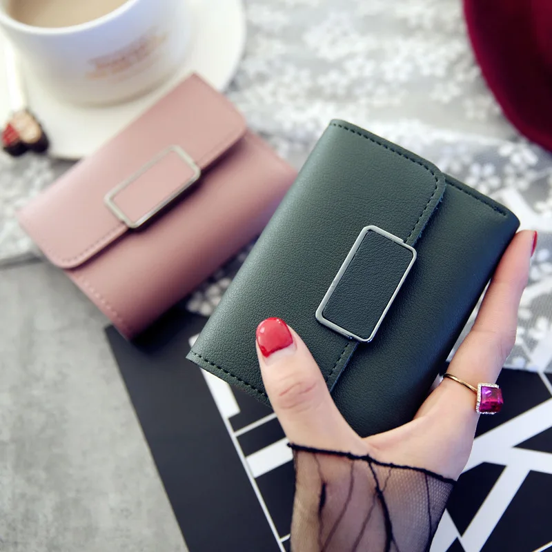 Women Wallet Black/blue/pink Short Female Purse Fashion Credit Card Holder Wallet Case PU Leather Coin Purse 2022 Money Card Bag