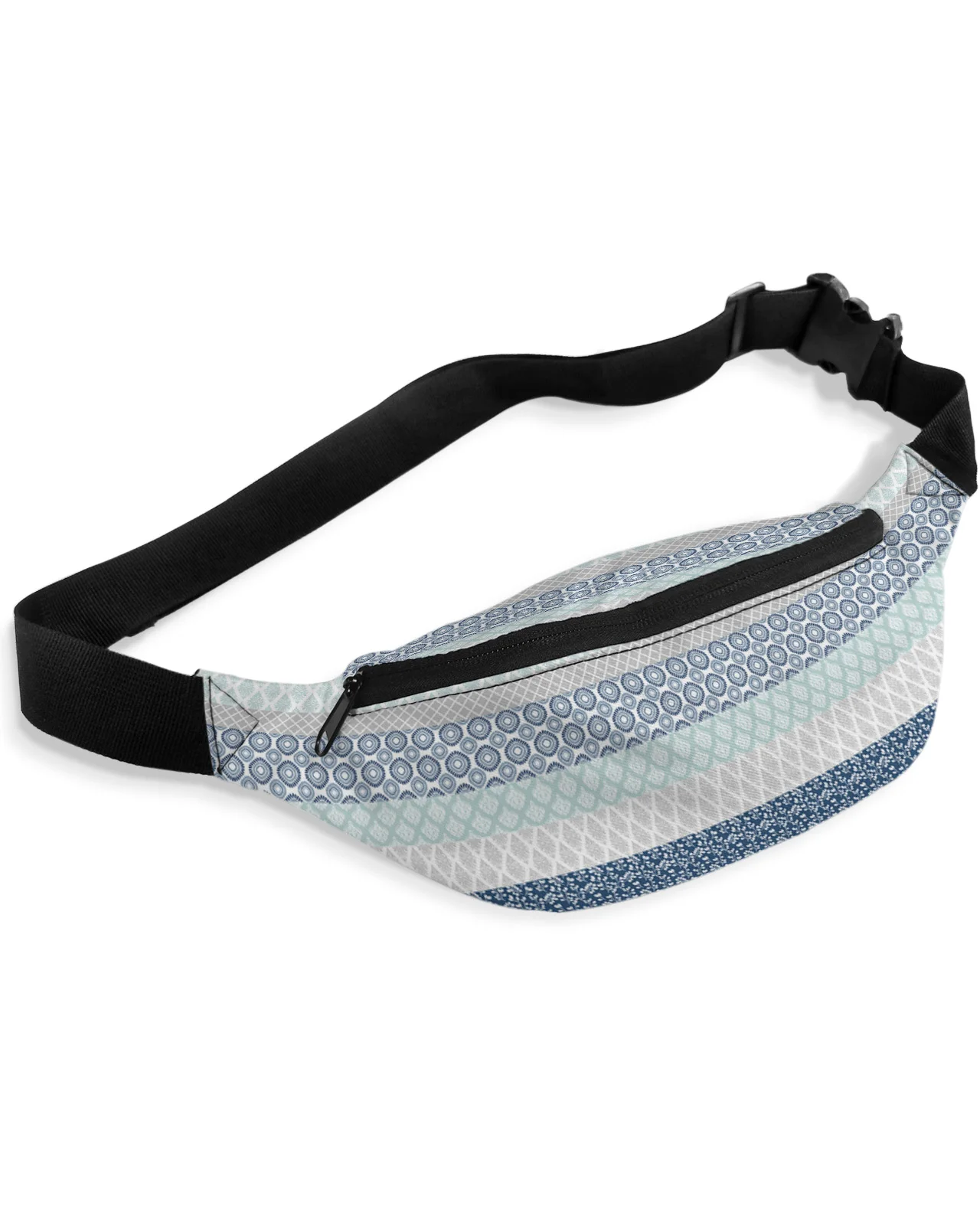 Bohemian Geometric Stripes Men Women Waist Bag Fanny Pack Purse Large Phone Belt Bag Wallet Pouch Waterproof Banana Hip Bags