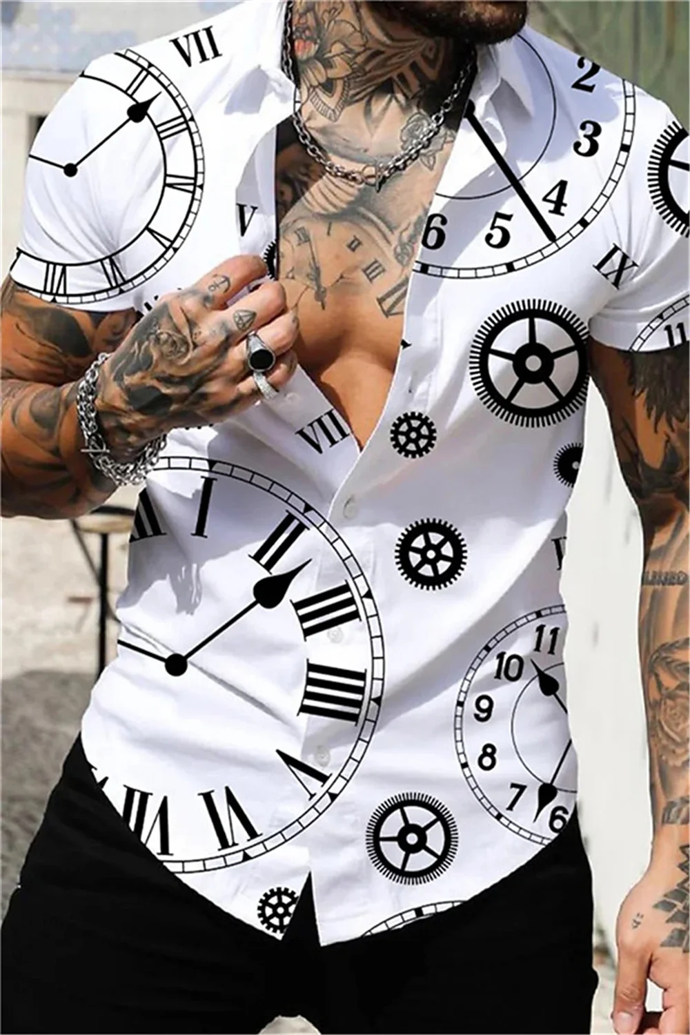 2024 Summer New Men\'s Short sleeved Retro Single breasted Cardigan Shirt Hawaiian Beach Leisure Comfortable Soft Men\'s Top