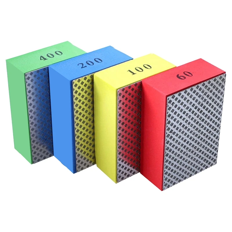 4 Pcs Diamond Hand Polishing Pads Ceramic Tile Paint For Sanding Polishing Grinding Block 60,100,200,400