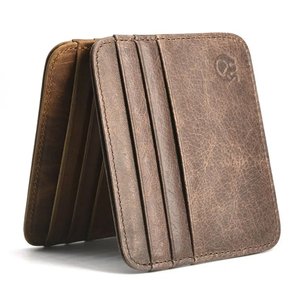 Маленький зажим для карт с узором слона Коровья кожа Минималистичный маленький кошелек с блокировкой RFID Передний карман