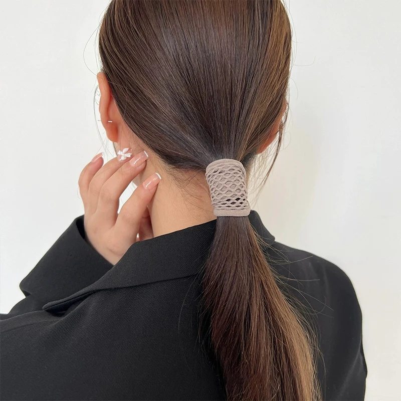 6Pcs/Set High Ponytail Holder Hair Ring Ribbons Thick Ties Cuff Nylon Elastics for Women Hair Rope Headwear Hair Tie Accessories