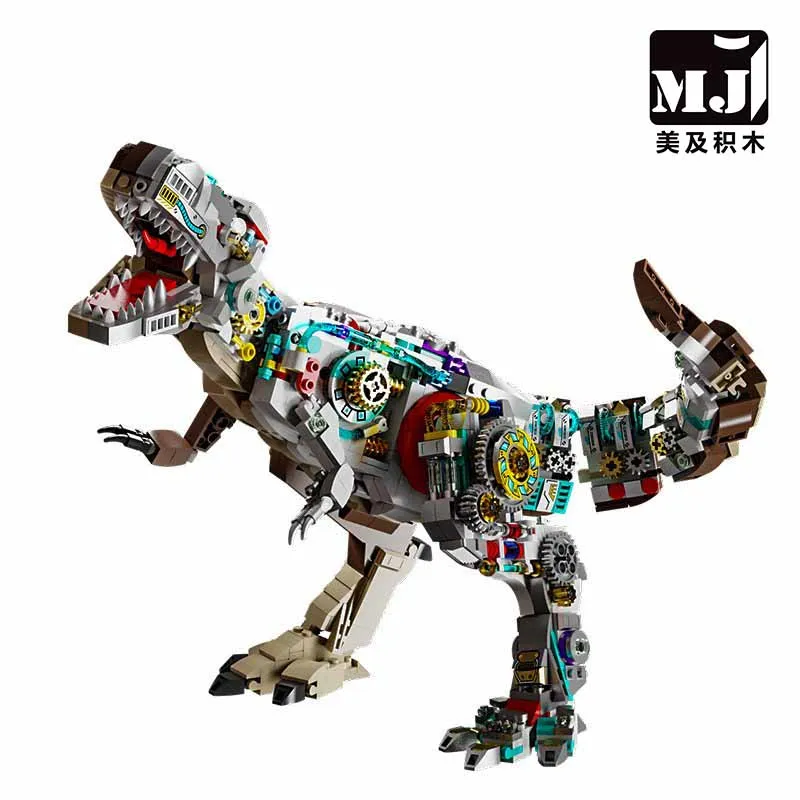 

Конструктор MJ BLOCK: Механическая модель динозавра Тираннозавр Рекс, развивающая игрушка для самостоятельной сборки, украшение для рабочего стола, праздничный подарок для детей и взрослых