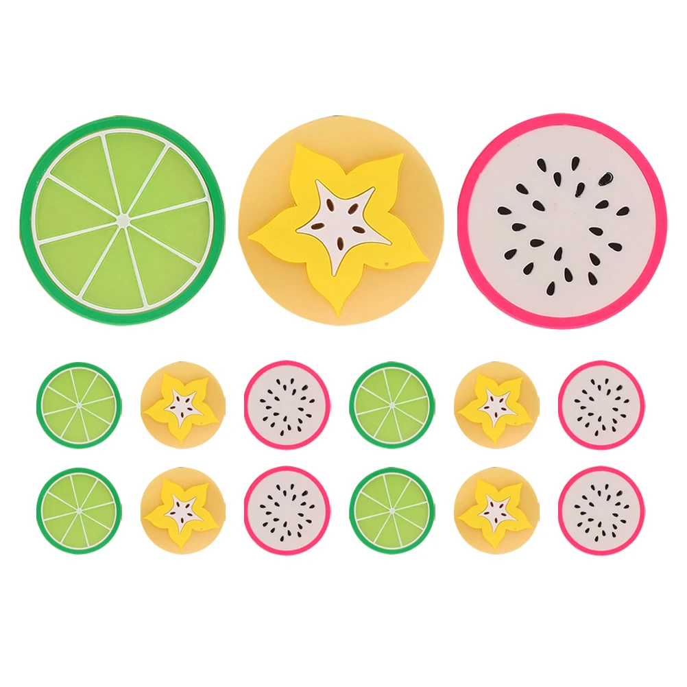 

15Pcs Fruit Coasters Reusable Silicone Heat Resistant Non Slip Mats Kitchen Bedroom Decor Mug Slices Insulation Table Protection