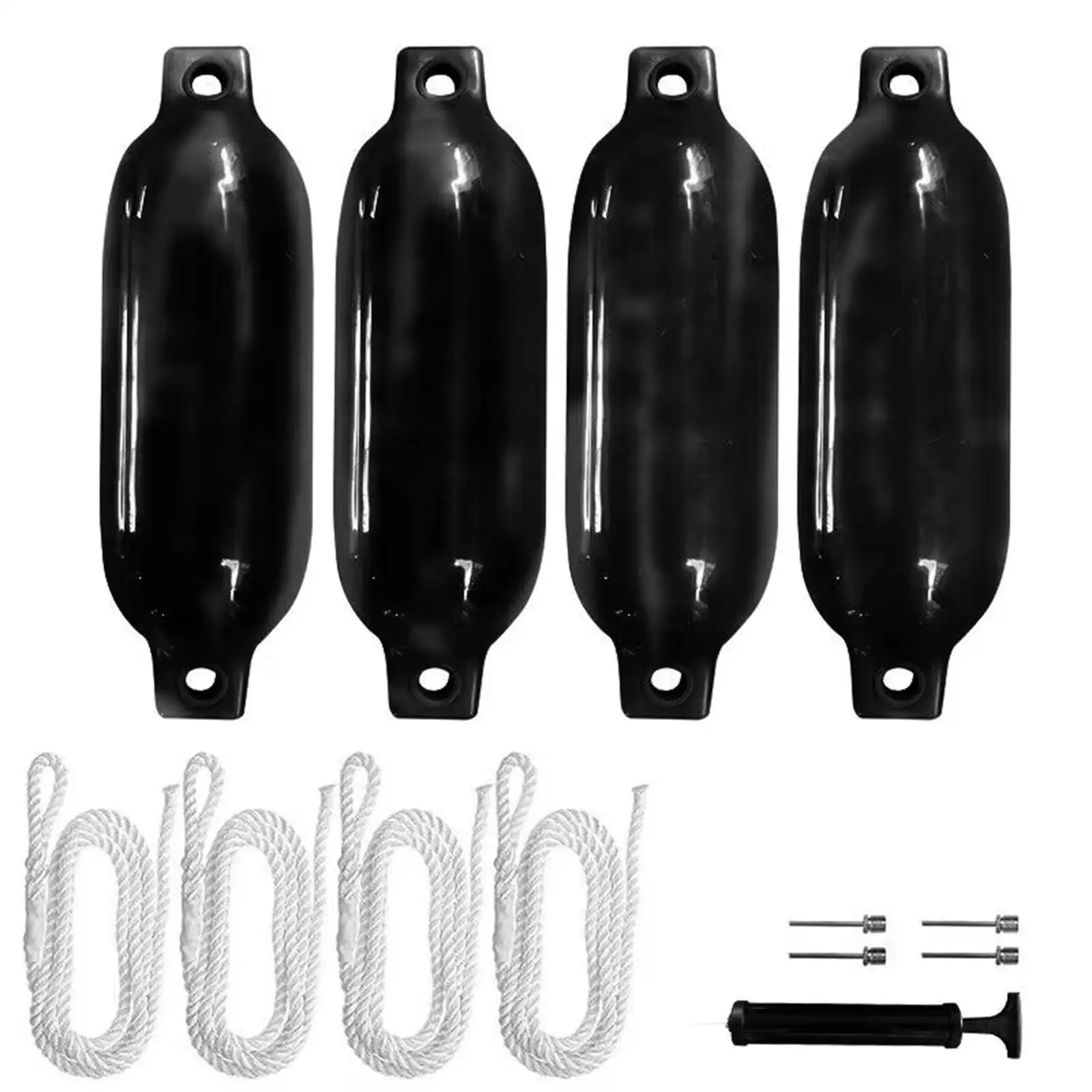 4x Boat Fenders 11x40cm 1 Air Pump Use to Yacht Fishing Boats Sailboats Shield Protection Accessories Inflatable Boat Fenders