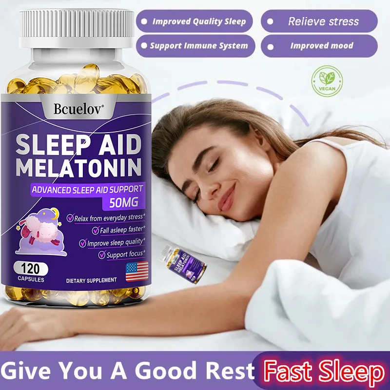 Melatonin Capsule Supplement - Help Release Daily Stress and Anxiety, Help Improve Sleep Quality, Adjust Jet Lag