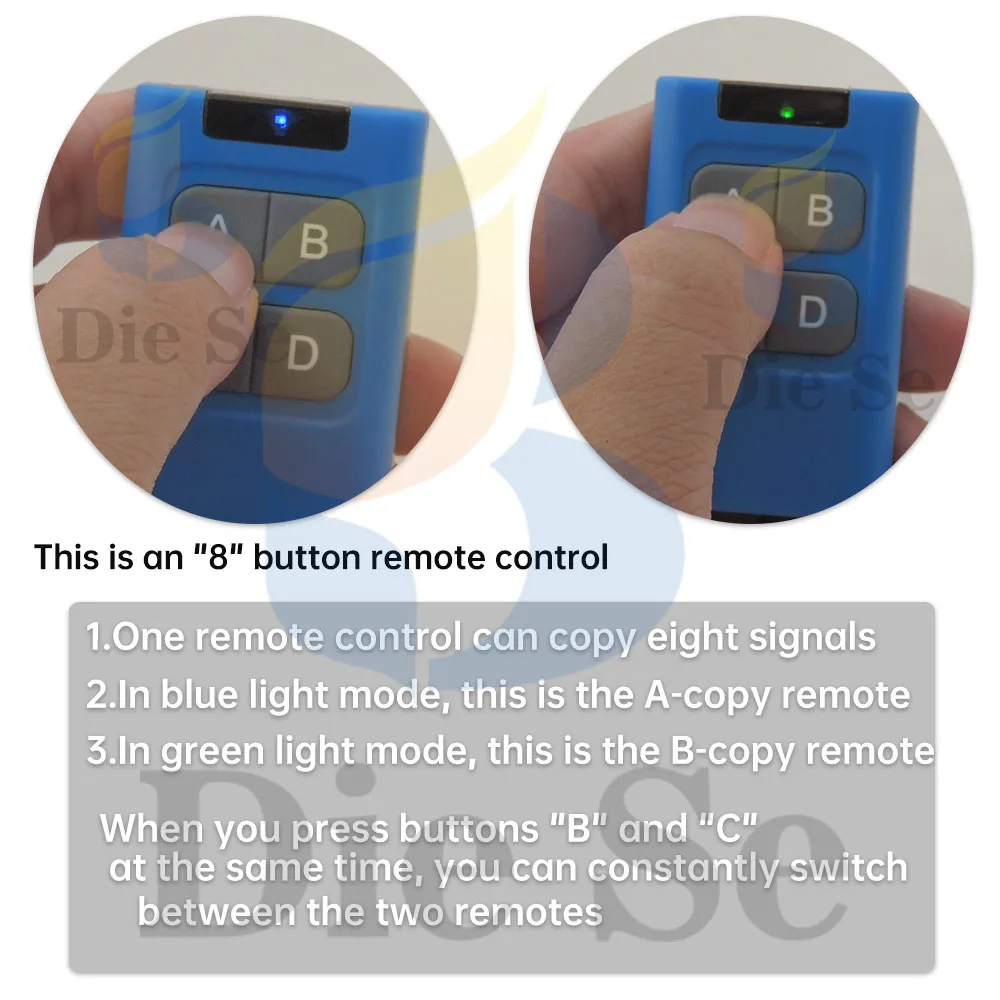 433MHz 868MHz Copy Remote Control Garage Door Clone Transmitter 315MHz ~ 915MHz Multi-Frequency Can Store 8 Signal DOORHAN NICE