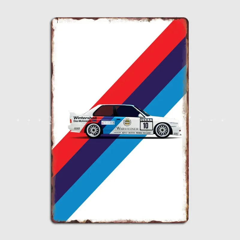 Image of M3 E30 Warsteiner Legendäre Rennlivery Metallschild Poster Garage Auto Dekoration Automobilclub Blechschild Heim Raumdekoration