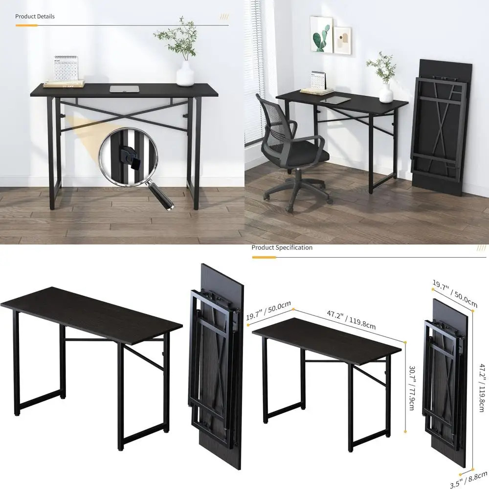 

47 Space-Saving Computer Desk for Writing, Gaming, and Office Use - Easy Setup, Black
