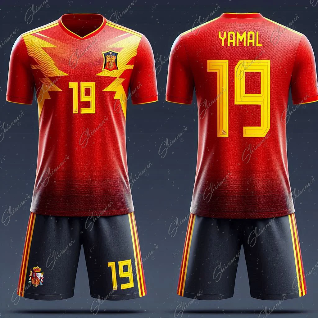 Football Uniforms 2pc Short Sleeves Spain Style Pop Kids Youth Training And Competition Sports Tracksuit Man Soccer Jersey Shirt